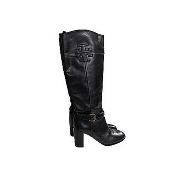 Tory Burch Shoes - Tory Burch Black Leather Knee High Boots Side Zip Buckle Detail Size 8.5M
